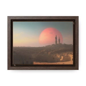 Gaza Palästina Blut Mond Illusion Leinwanddruck, Naher Osten Mondfinsternis, palästinensische Stadt Landschaft Kunst