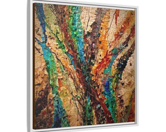 Fluss Zusammenfluss Mosaik Leinwanddruck | Luftbild Wasserscheidegebiet Karte Wandkunst | Kartographische Landschaft Giclée