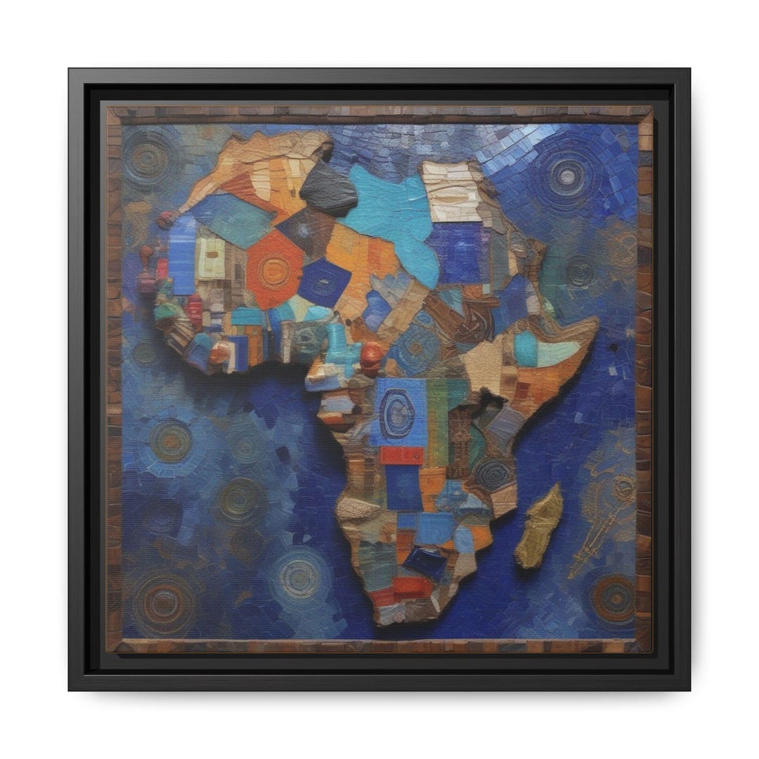 Framed Africa Map Canvas | Diaspora Mosaic Geometry Wall Art - Etsy