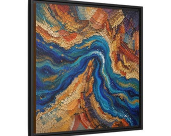 Impression sur toile abstraite du détroit d'Ormuz | Paysage côtier maritime du golfe Persique | Art mural voie navigable aérienne