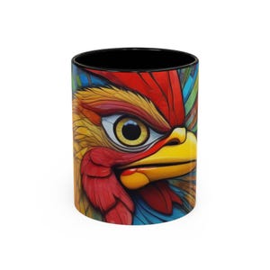 Colorful Rooster Art Coffee Mug: Farmhouse Kitchen Decor