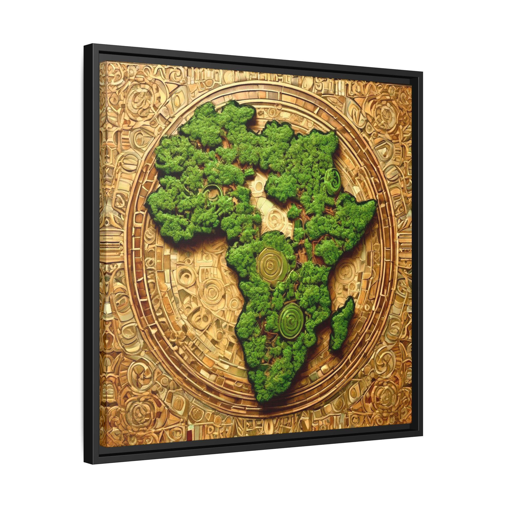 Africa Map Olive Grove Mosaic Canvas Framed | Sacred Geometry African ...