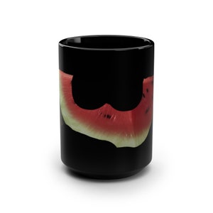 Gaza Palestine Palestinian Watermelon Coffee Mug Black 15oz, Home Decor, Ceramic Tea Cup, Bitten NOT Devoured Watermelon Cup of Resistance