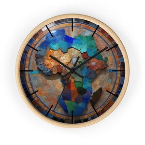Mosaic Africa Map Wall Clock - Vibrant Art for Curious Souls, Unique Gift for Cross-Cultural Explorers & Creatives