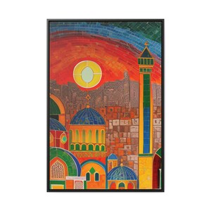 Edifícios bizantinos em mosaico, impressão de arte de parede em tela impressionista, sudoeste da Ásia, decoração contemporânea palestina para casa