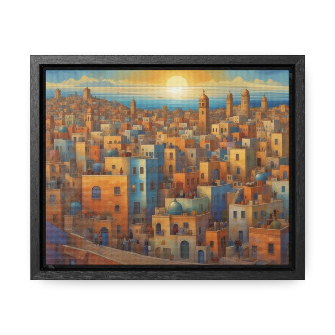 Gaza Drawing Gaza Urban Wide View City Wall Art, Palestine Cityscape Giclee Canvas ...