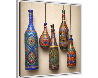 Mosaik Erbs Flaschenbaum Archival Giclée Leinwand - Südlicher Geometrischer Druck - Multitonale Glas architektonisches Heiligtum Fine Art