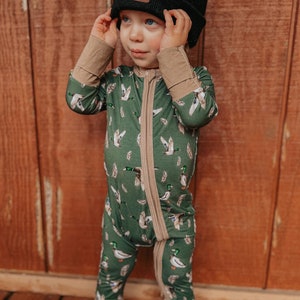 Mallard Madness bamboo zipper romper