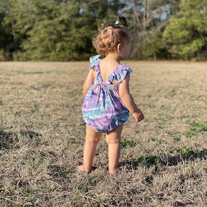 Mermaid Sands Bamboo ruffle bubble romper