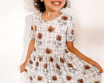 October Birthmonth bamboo twirl dress with and without snaps