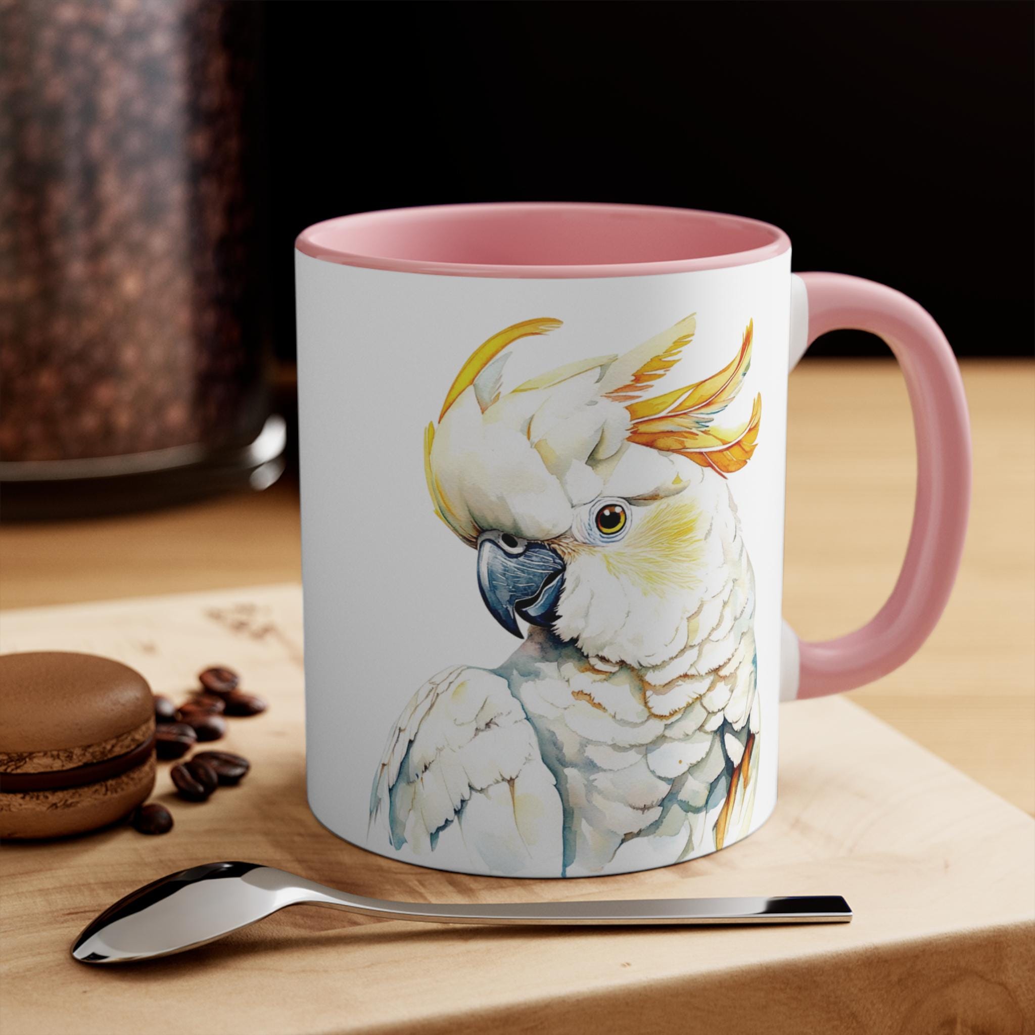 Regalo personalizzato – Bianco (animali uccelli Design Tazza Cacatua, vari colori disponibili – Qualsiasi nome/Messaggio Sulla Tazza, motivo: pappagallo, Ceramica, Rosso