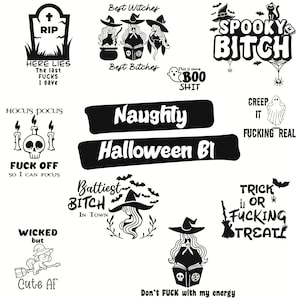 Naughty Halloween, adult, swear, cuss word SVG, PNG digital craft bundle.