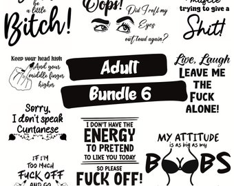 Adult SVG bundle 6. Sarcastic bundle. Sassy bundle. Swear/cuss word bundle. Craft designs