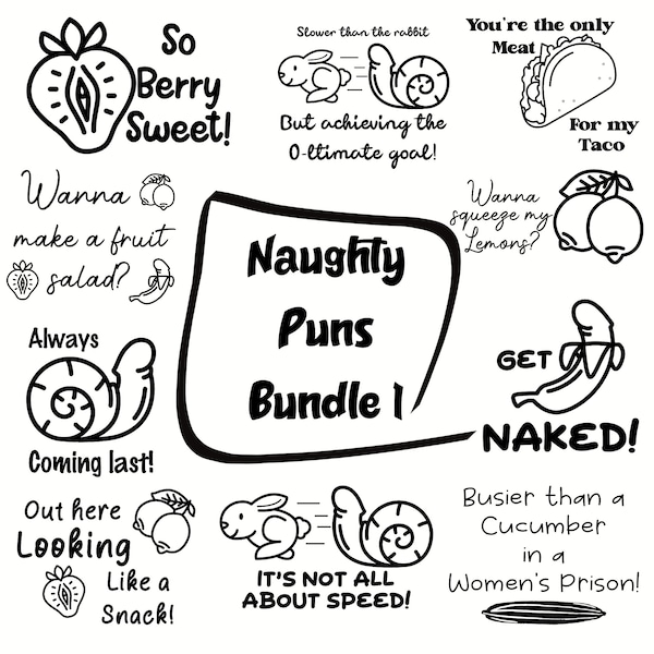 Cheeky Pun SVG Bundle, Adult Humor Designs, Naughty Sayings, Digital Downloads