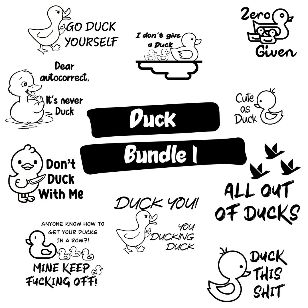 Cute Funny Duck SVG, PNG Cricut Craft Bundle. Adult, Profanity Pun ...
