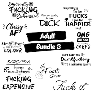 Adult SVG bundle 3. Sarcastic bundle. Sassy bundle. Swear/cuss word bundle. Craft designs.