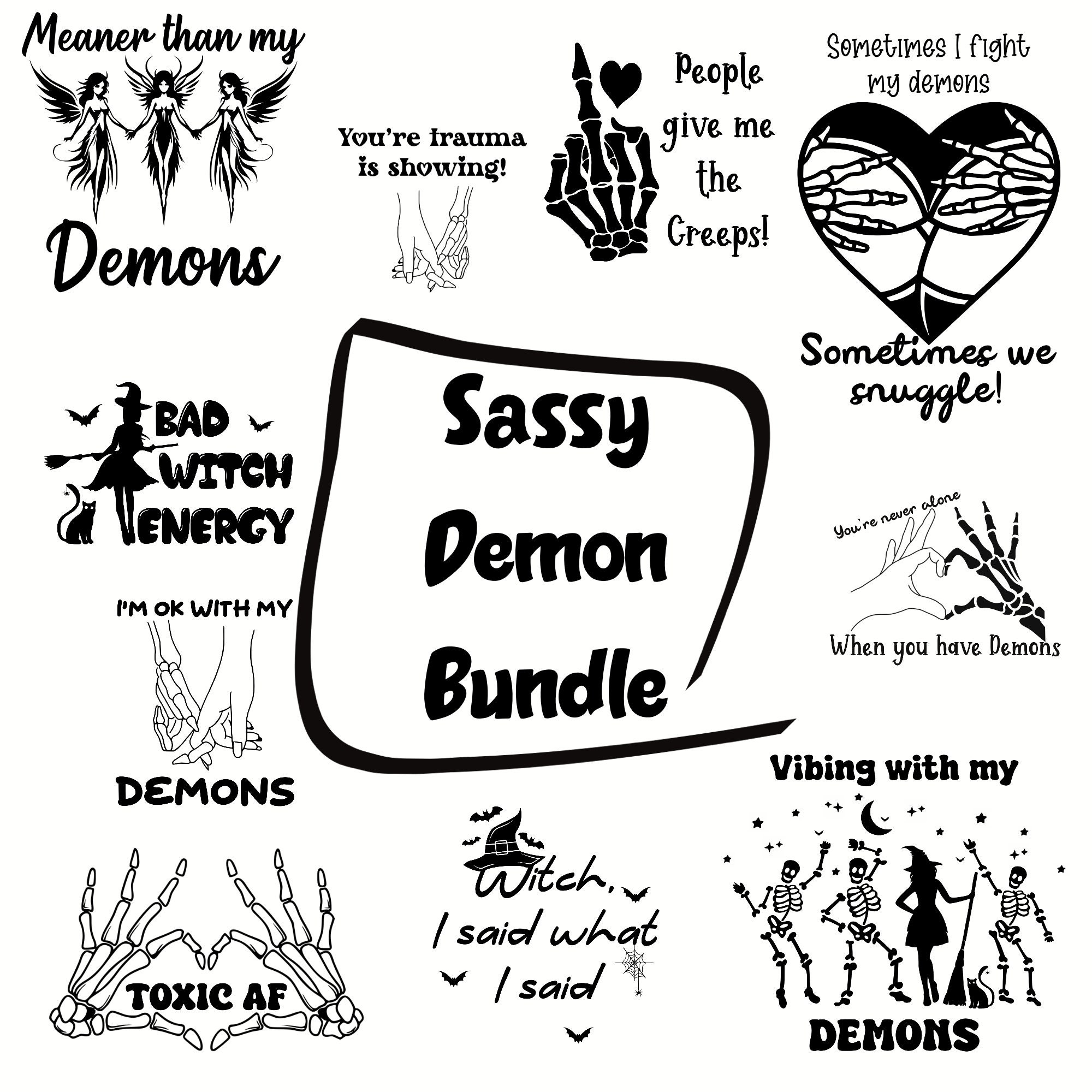 Sassy Demon Quote SVG Bundle, Funny Demon Sayings, Loving My