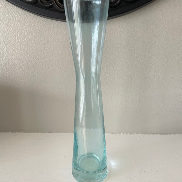 Ice Blue Bud Vase, Hour Glass Design