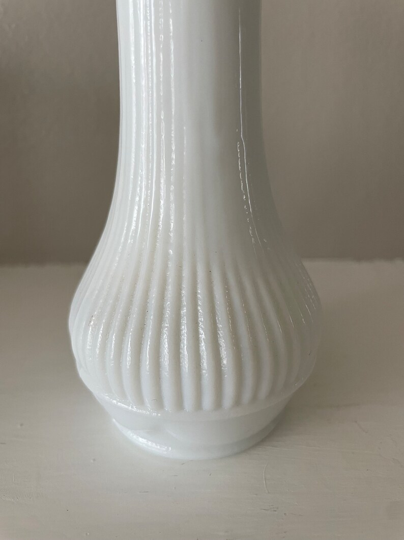 Vintage Randall Milk Glass Bud Vase, Ribbed, Ruffled Petal Rim Etsy