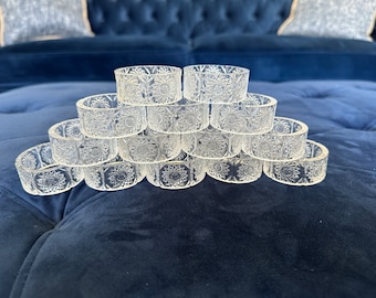 Vintage Crystal Cut Plastic Napkin Rings (14)