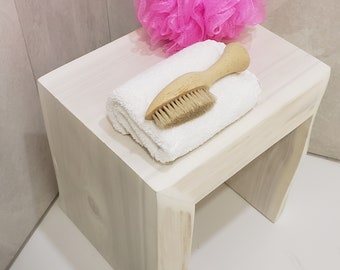 bathroom shower spa step stool bench live edge cedar wood mothers day gift for her