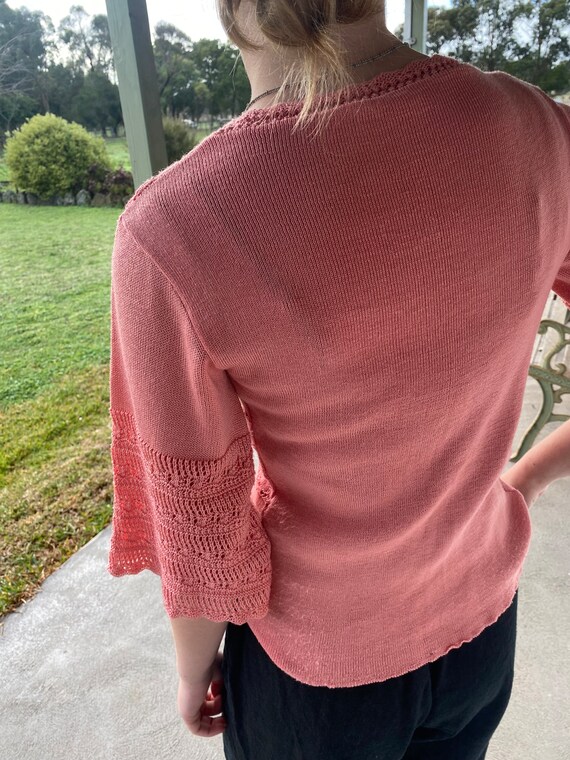 Vintage 90’s pink knit velvet cardigan
