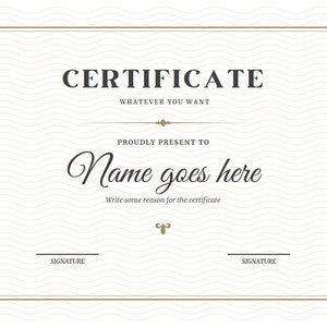 Personalized Printable Certificate - Customizable Award for Any Occasion - Editable Template for Instant Download