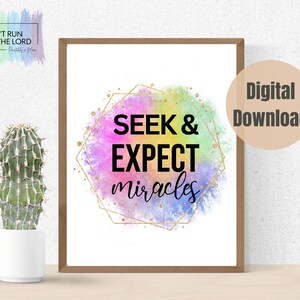 Seek & Expect Miracles Printable Art, Spiritual Momentum Nelson, LDS Digital Download, Church of Jesus Christ of Latter Day Saints Wall Art