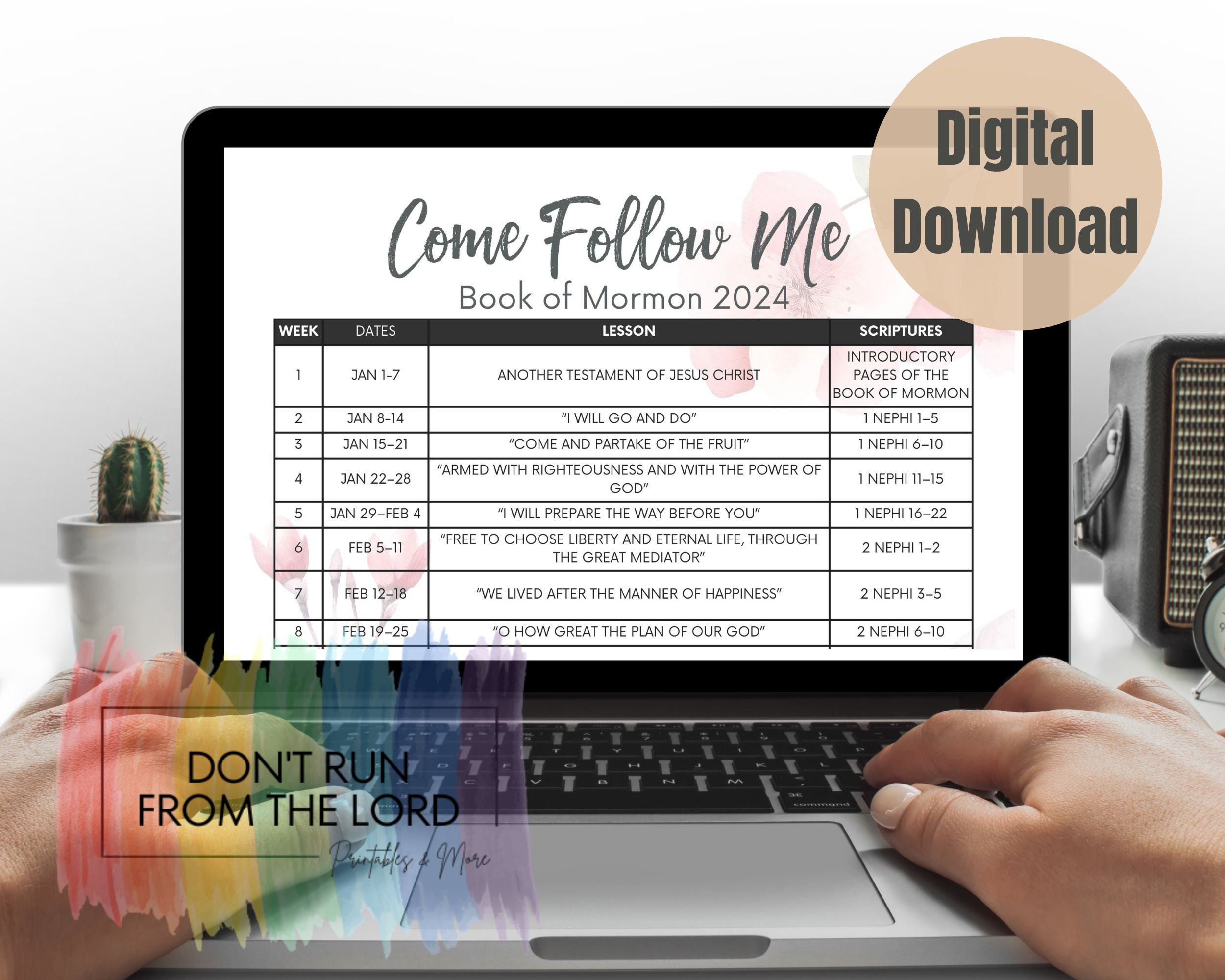 2024 Come Follow Me Lesson Schedule for LDS Church Printable and Digital Download, Book of