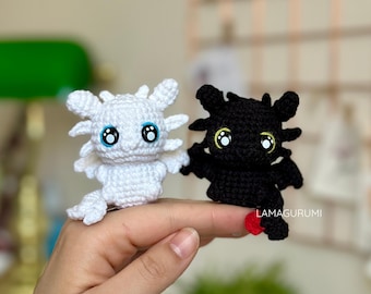 Crochet Pattern for Dark Dragon & White Dragon Amigurumi (PDF) (English)