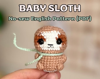 Baby Sloth No-sew Amigurumi Crochet Pattern (PDF) (English)