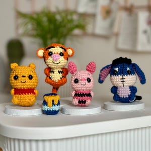 Low-Sew 4in1 Bundle PDF Amigurumi Crochet Pattern for  Bear & Honeypot, Pig, Tiger and Donkey