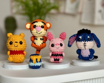 Low-Sew 4in1 Bundle PDF Amigurumi Crochet Pattern for  Bear & Honeypot, Pig, Tiger and Donkey
