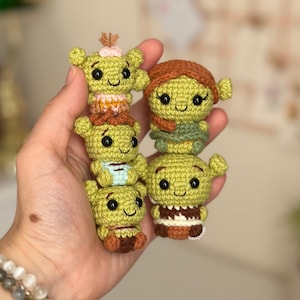 Low-Sew 3in1 Bundle PDF Amigurumi English Crochet Pattern Green Ogre Family