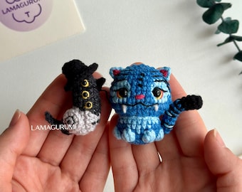 Crochet Pattern for Blue Tiger and Hat-Wearing Crow Amigurumi (English, PDF)