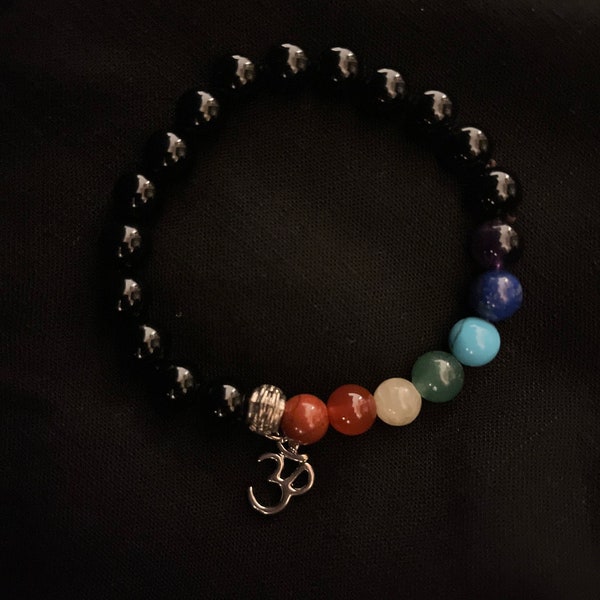 Chakra 7 beaded/chip-stone healing bracelets. Promotes deep tissue healing, Good health, Prosperity and Happiness in life.