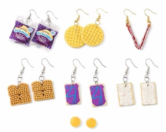 Breakfast Earrings | Mini Food Breakfast Jewelry, Waffles, Pop-Tarts, Uncrustables