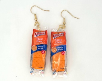 Lance ToastChee Peanut Butter Cracker Earrings | Mini Food Jewelry Gift