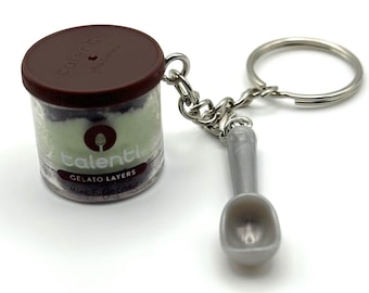 Gelato Jar Keychain with Scoop | Mini Food Keychain