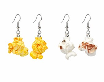 Realistic Popcorn Earrings – Snack Earrings - Mini Food Jewelry