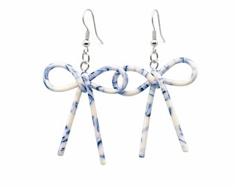 Blue & White Bow Earrings | Coquette Jewelry