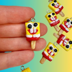 Dijes de helado de Bob Esponja / Joyería de arcilla polimérica hecha a mano / Dijes para llaveros