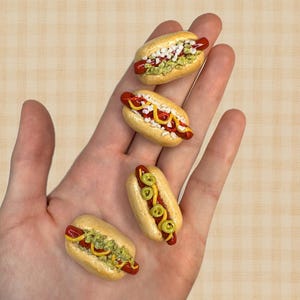 Hot Dog Magnet Set | Mini Polymer Clay Food Magnets