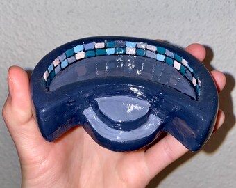 Lila mini lermåne poolring/prydnadsfat