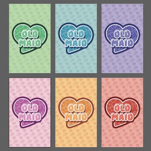 Back side of all the cards can be printed as 'Old Maid' instead of 'Loved Ones' if you prefer.