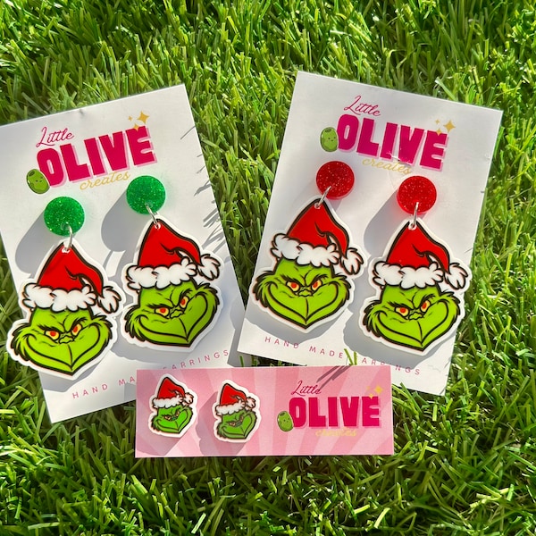 Christmas Grinch Earrings - Celebrate with Studs and Dangles