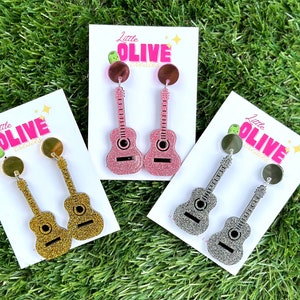 Music Lover Era-Inspired glitter guitar Statement Earrings choose from 3 different colours!