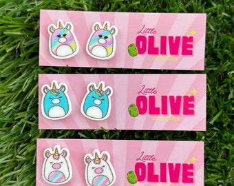 Adorable Unicorn Squishmallow Stud Earrings - 3 Charming Variations