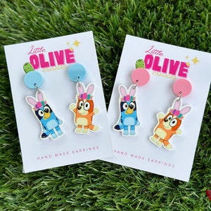 Bluey and Bingo Easter Delight Drop Dangle Earrings