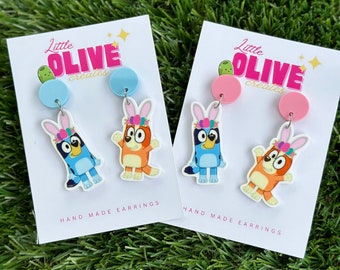 Bluey and Bingo Easter Delight Drop Dangle Earrings